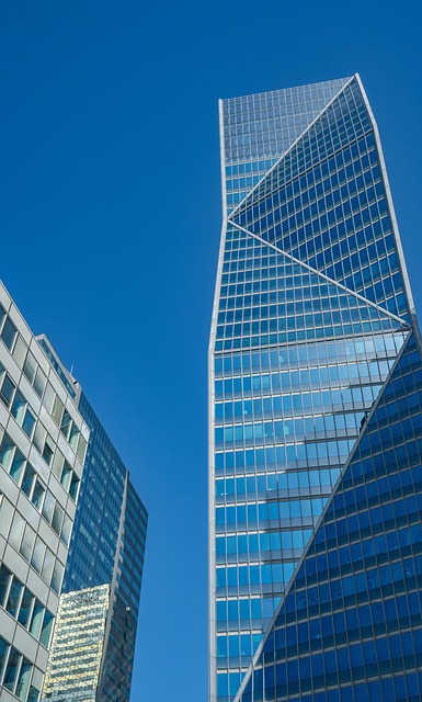 modern office building at 350 Bay Street in downtown Toronto financial district with glass facade